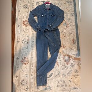 JustFab Light Blue Denim Jumpsuit